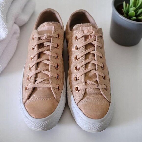 Converse All Star Women's Pink Shimmer/Rose Gold Canvas Low Top Lace-Up SZ 7 - Picture 1 of 10